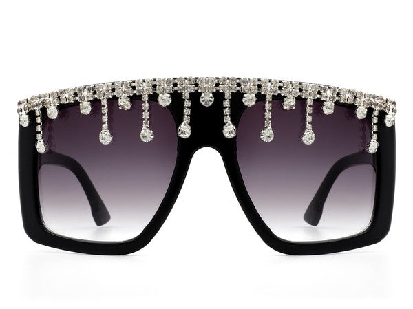 Oversize Square Rhinestone Fashion Sunglasses