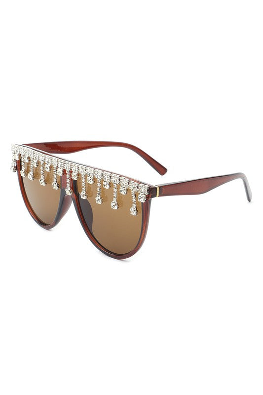 Baddies East Oversize Rhinestone Fashion Sunglasses