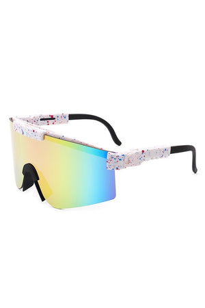 Mirrored Rectangle Sports Reflective Sunglasses