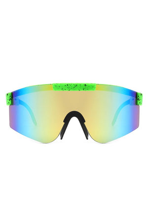 Mirrored Rectangle Sports Reflective Sunglasses