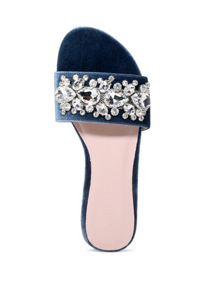 Sally Women's Blue Flat Embellished Sandals