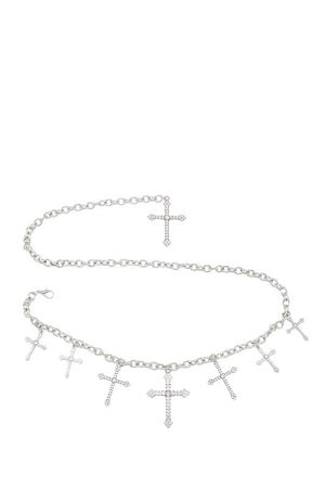 Cross Charm Rhinestone Chain Belt