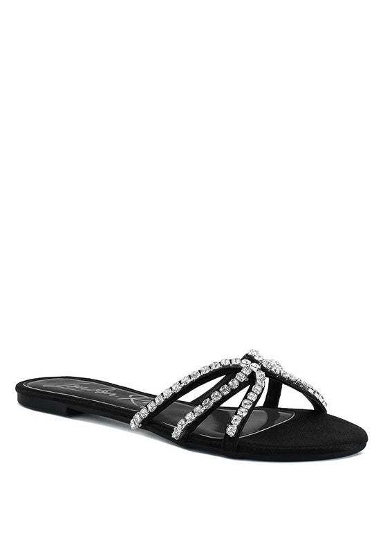 Mezzie Dimante Strap Flat Sandals