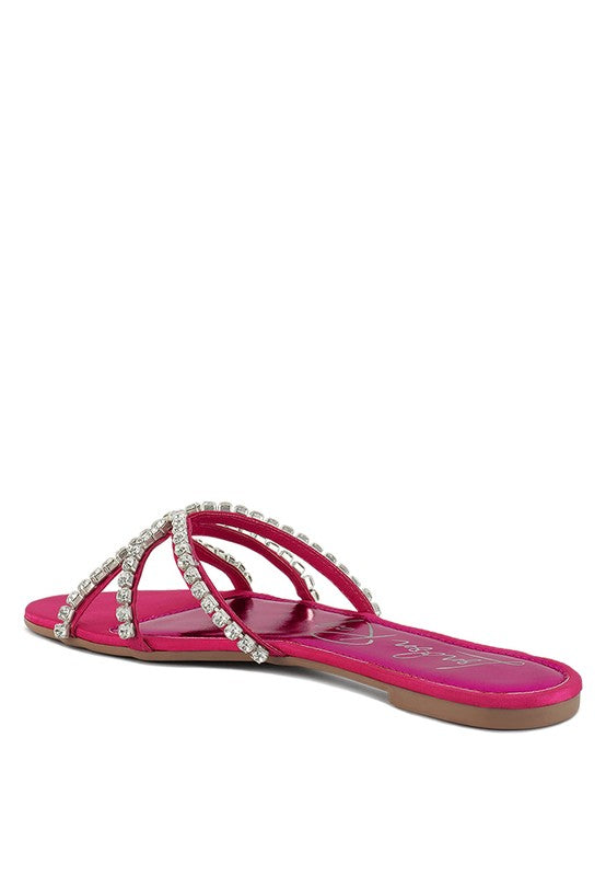 Mezzie Dimante Strap Flat Sandals