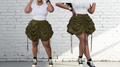 Army Green Ruched Skirt